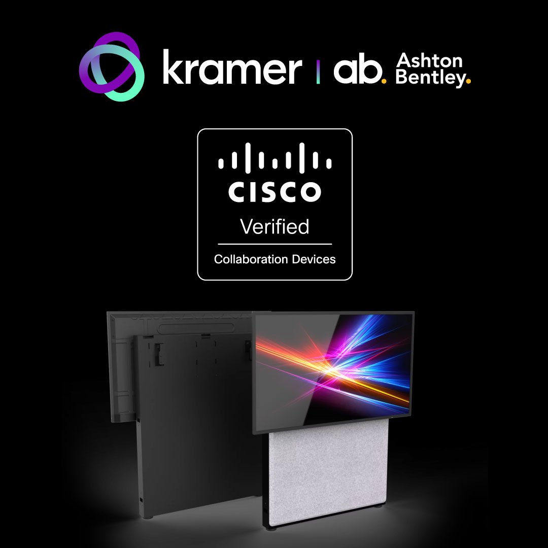 ISE Day 1️⃣ We’re thrilled to announce that the Ashton Bentley range of display mounts has received verified certification for use with select Cisco Collaboration devices. Revolutionize your meeting spaces today: hubs.li/Q0359McR0