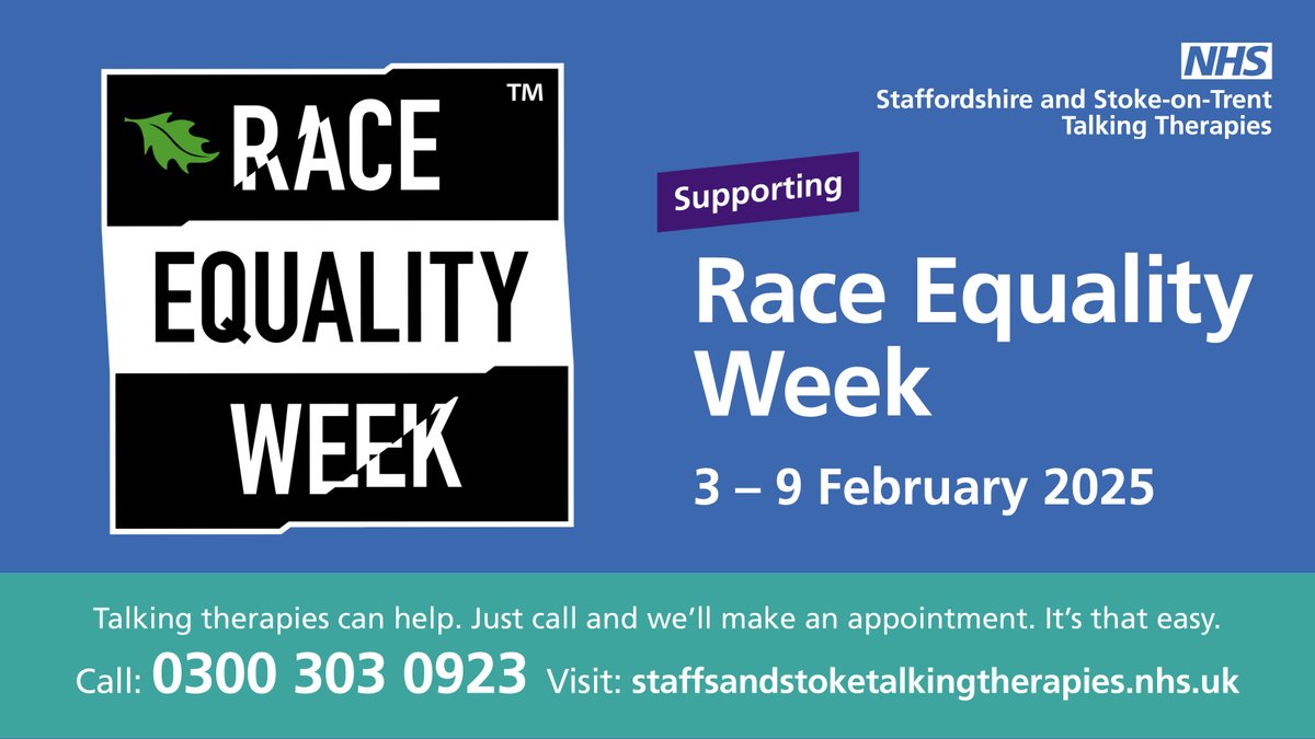 Staffs & Stoke NHS Talking Therapies (@mpftwellbeing) on Twitter photo It's #RaceEqualityWeek We are proud to be taking part in their five day challenge. Why dont you too? Each challenge only takes a few minutes #EveryActionCounts
<a href="/mpftnhs/">Midlands Partnership University NHS FT</a> <a href="/CombinedNHS/">CombinedNHS</a> <a href="/Ummar24/">Ummar</a> <a href="/ClinLeadWBM/">Sarah Watts</a> <a href="/MsSharonBlack/">Sharon Black</a> <a href="/BurtonMind/">Burton and District Mind</a> It's #RaceEqualityWeek We are proud to be taking part in their five day challenge. Why dont you too? Each challenge only takes a few minutes #EveryActionCounts
<a href="/mpftnhs/">Midlands Partnership University NHS FT</a> <a href="/CombinedNHS/">CombinedNHS</a> <a href="/Ummar24/">Ummar</a> <a href="/ClinLeadWBM/">Sarah Watts</a> <a href="/MsSharonBlack/">Sharon Black</a> <a href="/BurtonMind/">Burton and District Mind</a>