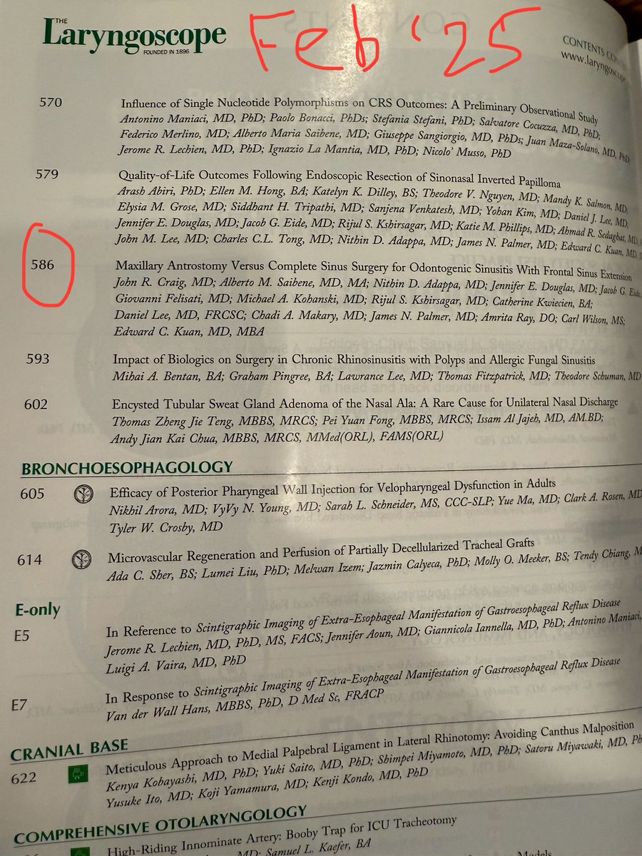 JohnCraigNose's tweet photo. Timely consult considering the Feb 2025 #Lscope issue I got yesterday 😎. Is there any need to open this #frontal in the setting of #ODS, or even #ethmoid for that matter? 🤔 @ent_ams @MakaryENT @NAdappaMD @JDouglasMD ✊🏻🤘🏻 https://t.co/cju1OQ1NI3
