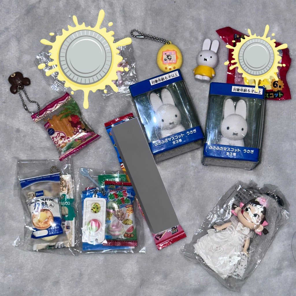 osearagi's tweet photo. wts gotochi trinkets kewpie purple keychain food gashapon gacha peko pretty idol morning musume standing figure bagcharm neru neru, pasco bread, peko pretty idol bride wedding, miffy standing figure, sylvanian miffy japan ori https://t.co/sE25K84bj2