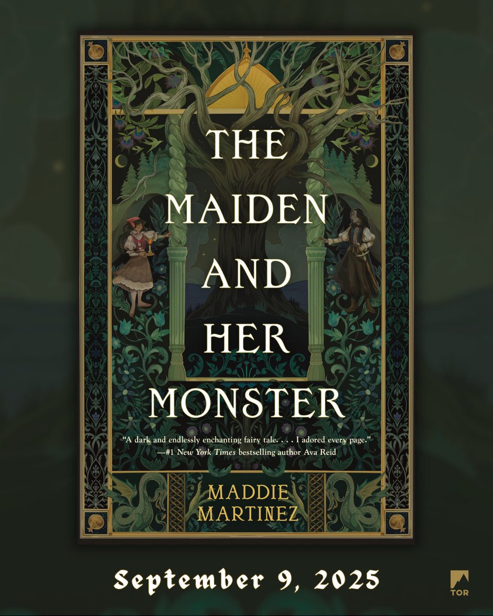maddiesmartinez's tweet photo. 🥀 COVER REVEAL 🥀 

Excited to reveal the US cover of THE MAIDEN AND HER MONSTER, my sapphic adult fantasy inspired by Jewish mythology. It comes out Sept 9, 2025 with @torbooks &amp; Sept 11, 2025 with @UKTor . You can preorder now!

Designer: Lesley Worrell
Artist: @c_e_illo https://t.co/B6IHsPuila
