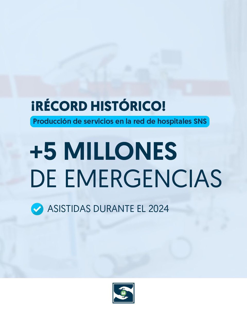 naky55037956's tweet photo. 🏥Durante el 2024 atendimos más de 5 millones de emergencias a nivel nacional, garantizando el acceso a la salud de forma oportuna.

Para conocer más del cambio en salud, visita https://t.co/i94pJK8AoJ y https://t.co/kH3e4vO3Sx.

#SNSAvanzaContigo
#SNSRD https://t.co/EmDSMHcS4c