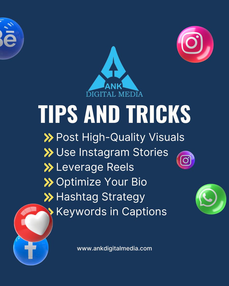 ankdigitalmedia's tweet photo. Want to boost engagement and grow your brand? Discover these expert tips &amp; tricks to level up your Instagram game! 🎯✨

📞 Call us now: 9999779817

#Ank #DigitalMedia #InstagramGrowth #SocialMediaTips #instagrammarketing #contentplanning #instagramstrategy #instagramexpert https://t.co/tuiADIwLyx