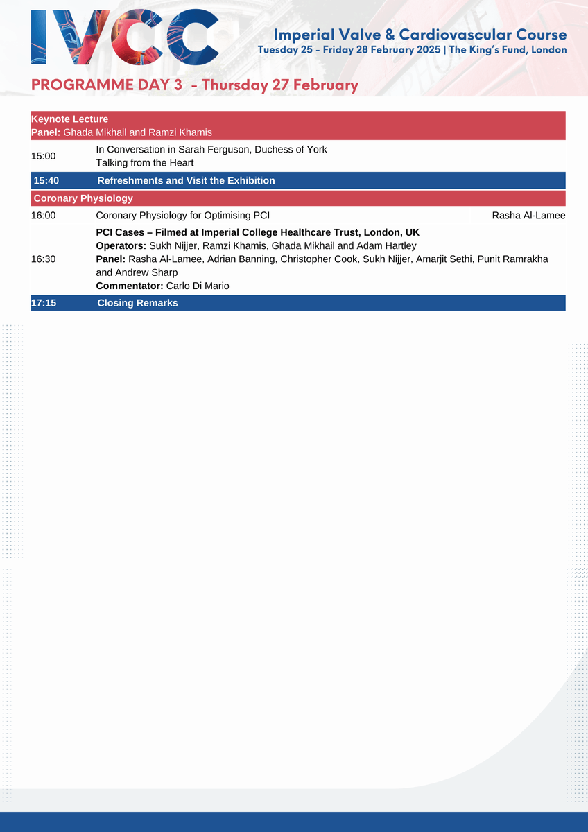 IVCC (@imperial_ivcc) on Twitter photo #IVCC25
🗓️Tuesday 25 - Friday 28 February
📍<a href="/TheKingsFund/">The King's Fund</a>, London
📄View the latest programme in full: millbrook-events.co.uk/event/IVCC25/p…
cc: <a href="/ImperialNHLI/">NHLI</a> <a href="/ImperialMed/">Imperial Medicine</a> <a href="/imperialcollege/">Imperial College London</a> <a href="/tomjcahill/">Tom Cahill MD PhD</a> <a href="/MoFFarag/">Mohamed Farag</a> <a href="/DrArifK/">Arif Khokhar</a> <a href="/neilruparelia/">Neil Ruparelia</a> #IVCC25
🗓️Tuesday 25 - Friday 28 February
📍<a href="/TheKingsFund/">The King's Fund</a>, London
📄View the latest programme in full: millbrook-events.co.uk/event/IVCC25/p…
cc: <a href="/ImperialNHLI/">NHLI</a> <a href="/ImperialMed/">Imperial Medicine</a> <a href="/imperialcollege/">Imperial College London</a> <a href="/tomjcahill/">Tom Cahill MD PhD</a> <a href="/MoFFarag/">Mohamed Farag</a> <a href="/DrArifK/">Arif Khokhar</a> <a href="/neilruparelia/">Neil Ruparelia</a>