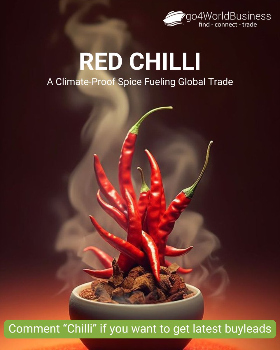 FindBuyers's tweet image. Despite climate challenges, #redchilli stands strong as the most resilient #spice in international trade. With its long shelf life, adaptability &amp;amp; high demand, it continues to dominate global markets

Comment "#Chilli" if you want to get the latest buyleads

#Go4WorldBusiness
