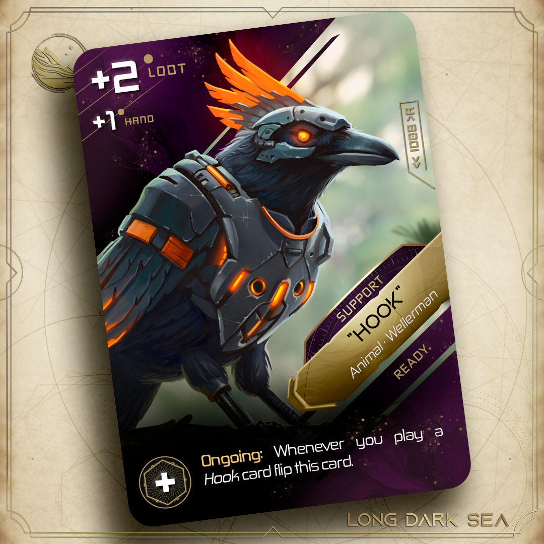Longdarksea's tweet photo. 🇺🇸🇬🇧 In the next update, you'll learn how to play with the Wellerman's companions, Hook &amp; Moon! These are some of his basic cards.🏴‍☠️🦾

🇪🇸 ¡En la próxima update aprenderás cómo jugar con los acompañantes del Wellerman, Hook&amp;Moon! Estas son algunas de sus cartas básicas. 🏴‍☠️🦾 https://t.co/ORHv36z3dy