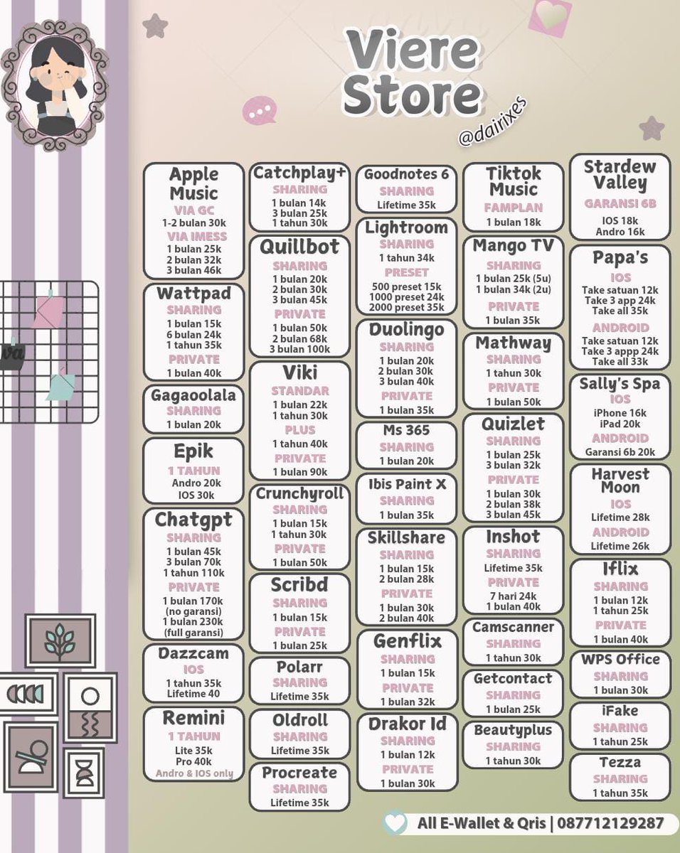 WTS JUAL NETFLIX DISNEY+ HOTSTAR WETV IQIYI HBO BSTATION VIDIO VIU LOKLOK PRIME VIDEO SPOTIFY CANVA CAPCUT 

💌 : tiny.cc/t3reliye / dm <a href="/dairixes/">viere 𐙚</a>
💳 : all e-wallet &amp; qris only 
📍: get stamp for loyalty card 
#zonauang #zonajajan 2