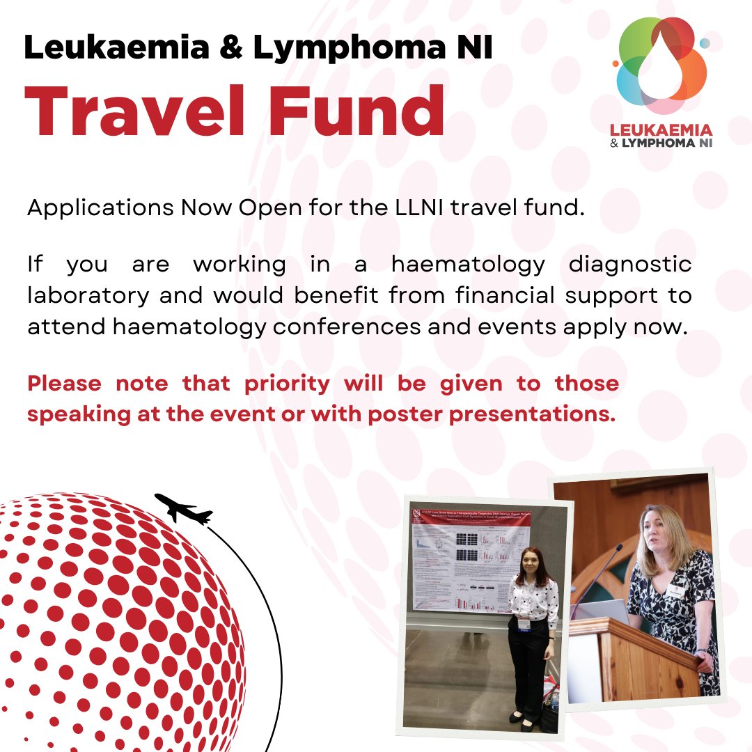 Leukaemia&LymphomaNI (@lal_ni) on Twitter photo We are delighted to announce the launch of the new LLNI Travel Support Fund which has been created to support the experts working in a haematology diagnostic laboratory.
You can apply now at: llni.co.uk/our-research/l…
If you would like more info please email info@llni.co.uk We are delighted to announce the launch of the new LLNI Travel Support Fund which has been created to support the experts working in a haematology diagnostic laboratory.
You can apply now at: llni.co.uk/our-research/l…
If you would like more info please email info@llni.co.uk