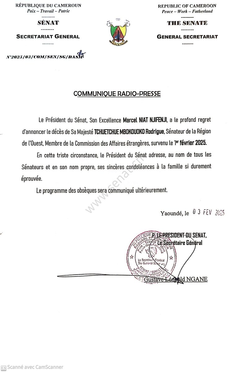 Senat du Cameroun Officiel tweet media