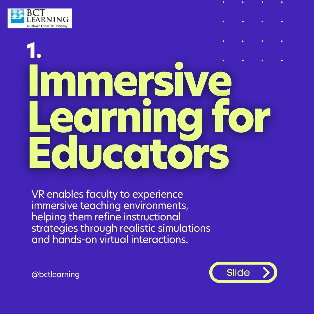 BCTLearning's tweet photo. What if learning felt less like memorizing and more like exploring? 
VR is making that happen:
 ✅ Immersive, hands-on simulations
 ✅ Better training for faculty
 ✅ Real-world skills for students
The future of education is here. Is your school ready? 
#EdTech #VRinEducation https://t.co/yLJbFQRoMG