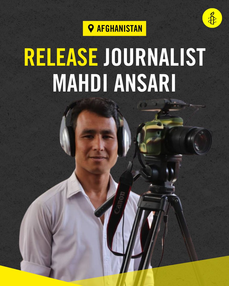 ❗Afghanistan: The Taliban have arbitrarily arrested and imprisoned journalist Mahdi Ansari since 5 October 2024 solely for peacefully exercising his human rights. He has been denied fair trial, access to a lawyer and regular family visit. 

Mahdi Ansari must be immediately and