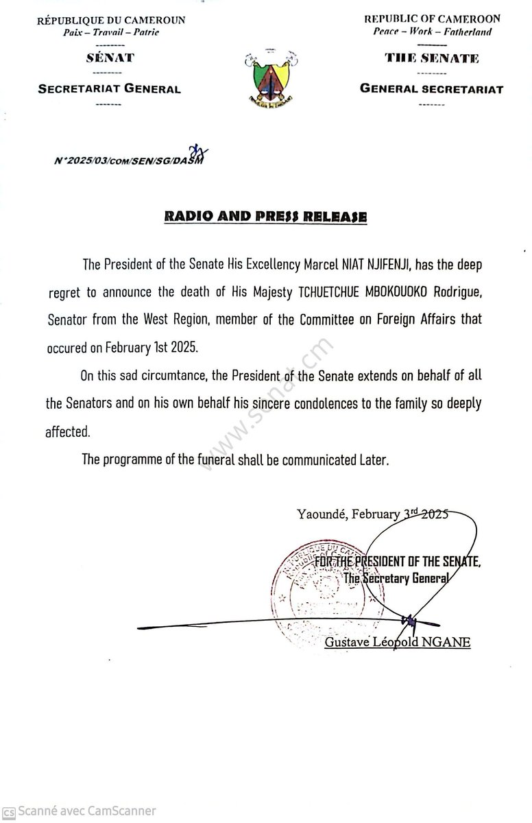 Senat du Cameroun Officiel tweet media