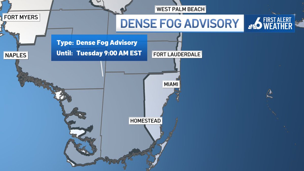 Conditions are improving but our dense fog advisory has been extended until 9am. <a href="/nbc6/">NBC 6 South Florida</a>

nbc6.com/weather