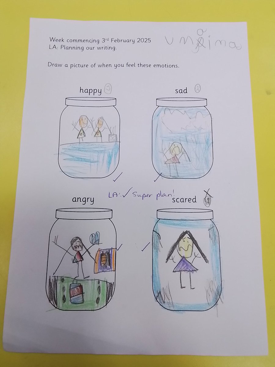 MrShahsClass's tweet photo. We are planning our writing based on 'The Colour Monster'. We had to draw a picture of when we felt certain emotions. We can't wait to write our sentences this week.@YPSPSHE @YPSEnglish #ChildrensMentalHealthWeek https://t.co/eQPTRIRvBA