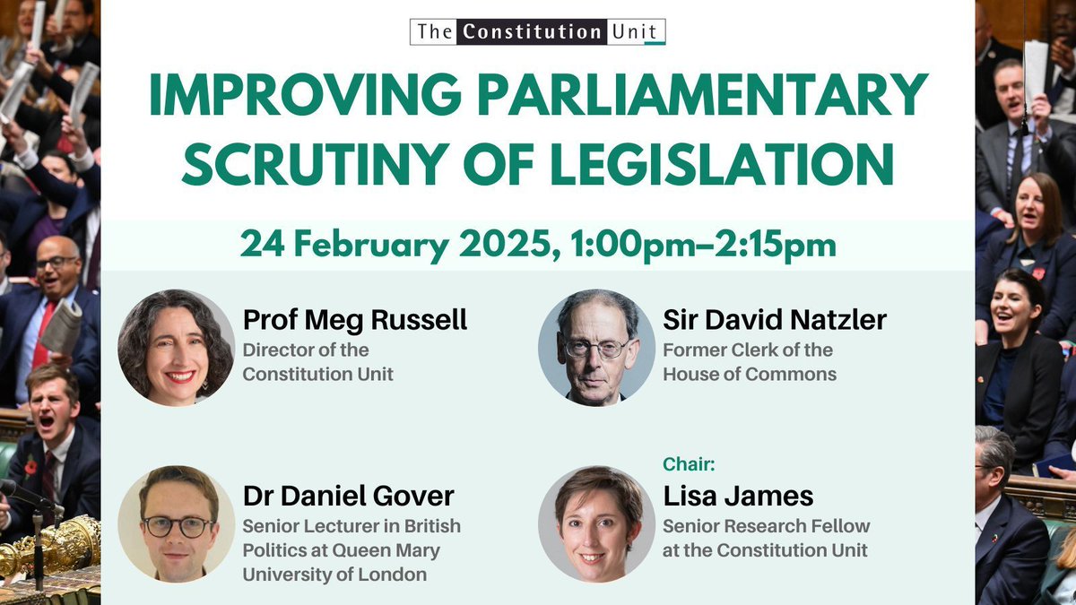 UCL Constitution Unit (@conunit_ucl) on Twitter photo What problems are there with the legislative process? Have they got worse? And what can be done to fix them?
Join Meg Russell, David Natzler and <a href="/DanielGover/">Daniel Gover</a> to discuss just this on 24 February.
Sign up for this free, online event 👉 ucl.ac.uk/constitution-u…. What problems are there with the legislative process? Have they got worse? And what can be done to fix them?
Join Meg Russell, David Natzler and <a href="/DanielGover/">Daniel Gover</a> to discuss just this on 24 February.
Sign up for this free, online event 👉 ucl.ac.uk/constitution-u….