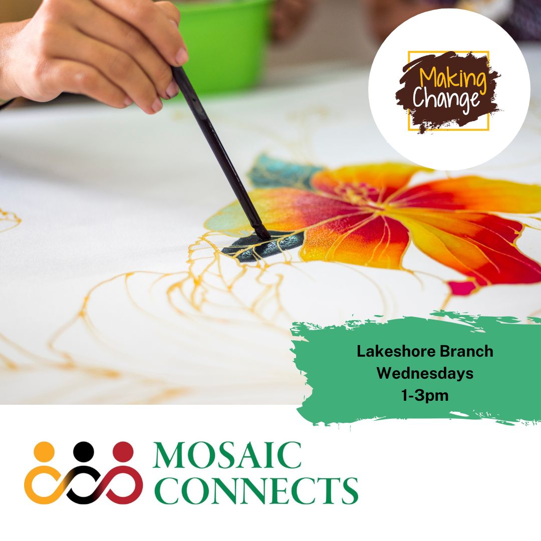 Looking for a welcoming space to connect, create, and share stories? Join Making Change for Mosaic Connects, a free program designed to bring Black seniors together through meaningful craft activities and social connections.

📅 Wednesdays
🕐 1pm-3pm
📍 Lakeshore Branch