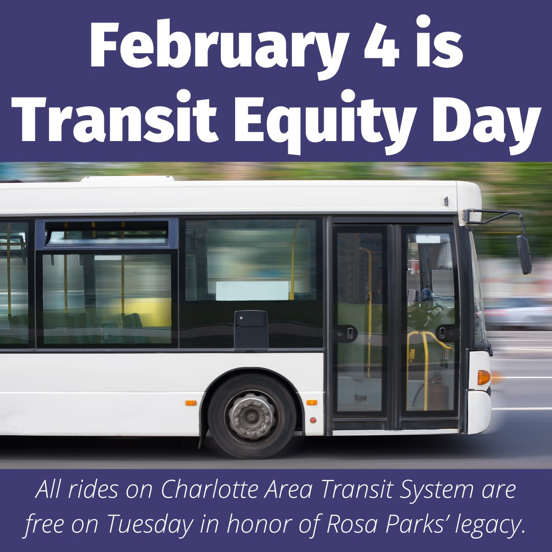 🚍 Rosa Parks was a dedicated civil rights leader who transformed transportation equity. On her birthday, we recognize her ongoing impact and the continued work toward justice and accessibility. <a href="/CATSRideTransit/">Charlotte Area Transit System</a> offers free transit today to honor her. #TransitEquityDay