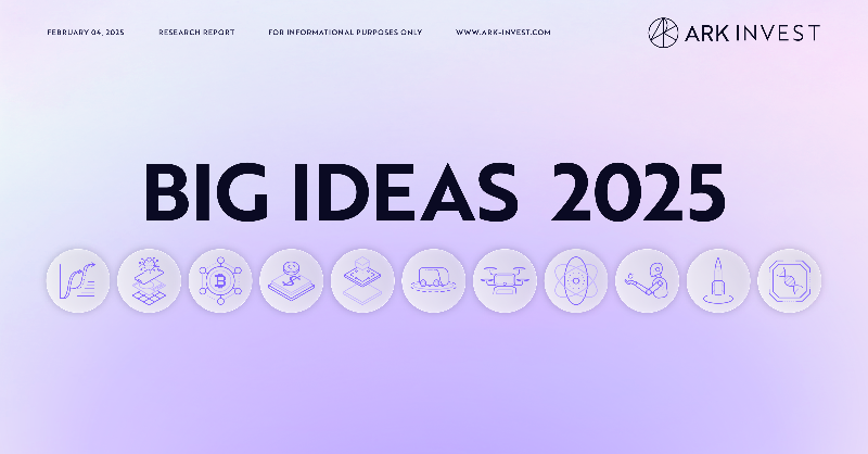 ARKInvest's tweet photo. Say hello to tomorrow. “Big Ideas 2025” is here to share ARK's insights on the technologies shaping the future.

Download now: https://t.co/yXG9FYebpb