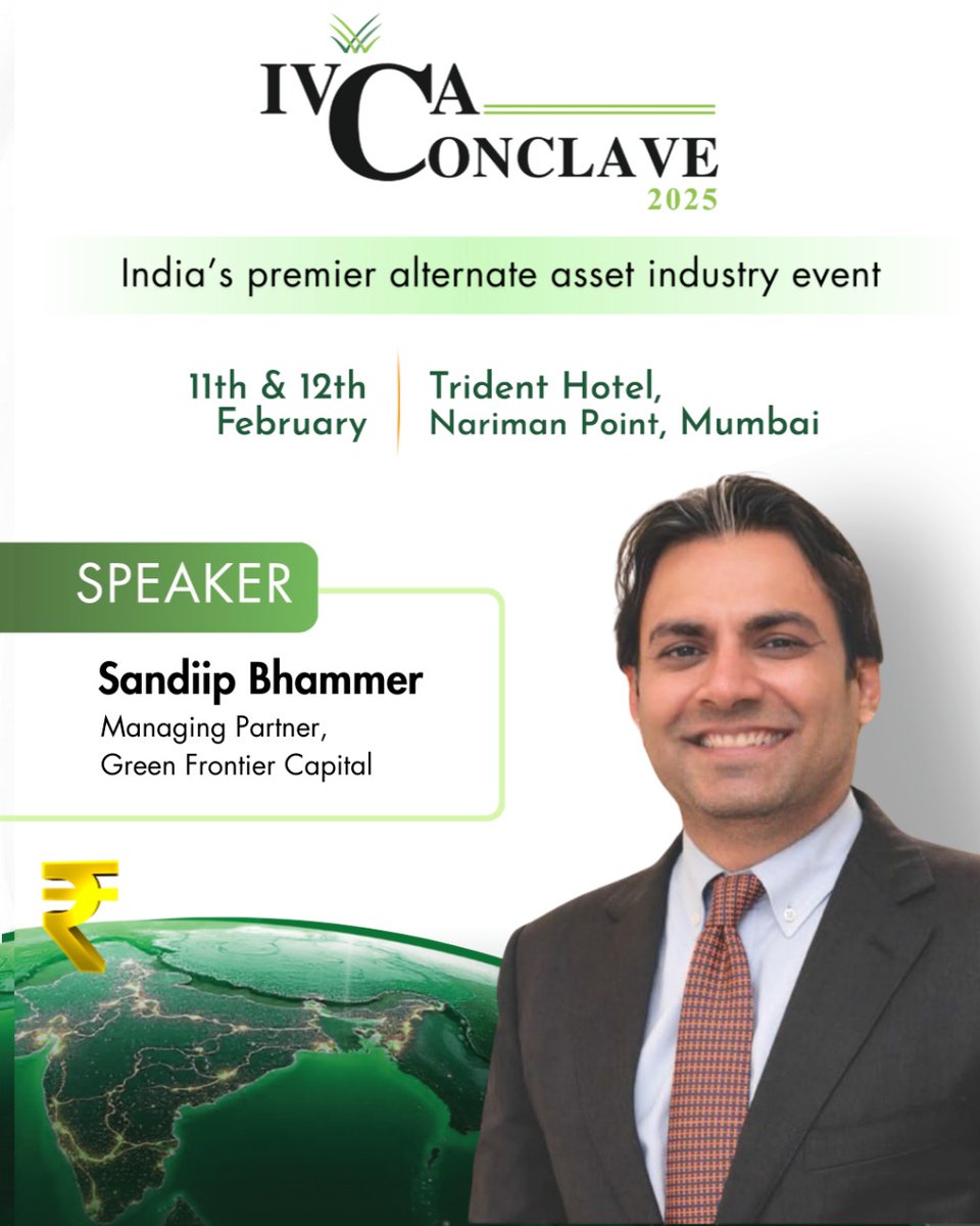 #IVCAConclave2025

Spotlight on: <a href="/SandiipBhammer/">Sandiip Bhammer</a>, Managing Partner, <a href="/grnfrontiercap/">Green Frontier Capital</a>