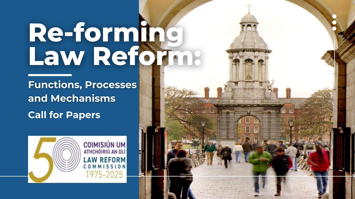 TCD Law School (@tcdlawschool) on Twitter photo <a href="/dulawjournal/">Dublin University Law Journal</a> is partnering with the Law Reform Commission to help mark its 50 year anniversary by holding a conference on "Re-forming Law Reform: Functions, Processes, and Mechanisms". Call for abstracts is now open. Details here: tcd.ie/law/news-event… <a href="/dulawjournal/">Dublin University Law Journal</a> is partnering with the Law Reform Commission to help mark its 50 year anniversary by holding a conference on "Re-forming Law Reform: Functions, Processes, and Mechanisms". Call for abstracts is now open. Details here: tcd.ie/law/news-event…