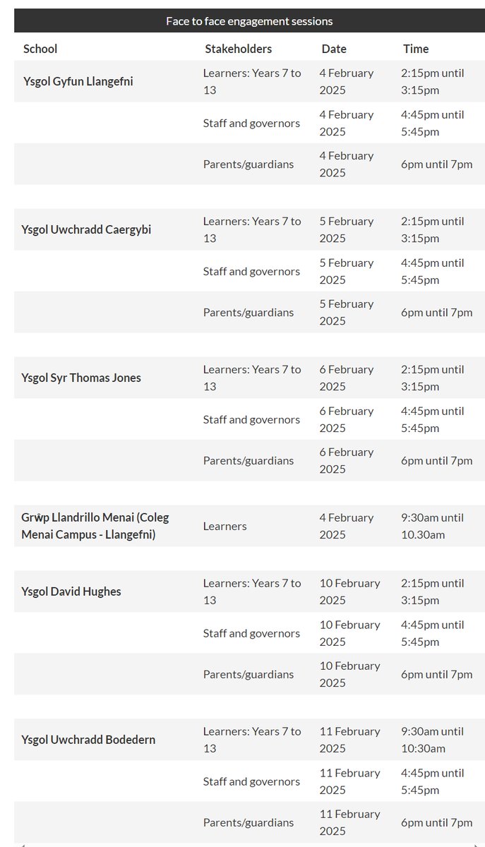 Engagement on post-16 education

We're reviewing the post-16 provision for education to strengthen learner entitlements &amp; experience on Anglesey.

You can fill in our online survey or attend one of the engagement sessions outlined below.

More here: anglesey.gov.wales/en/Have-your-s…