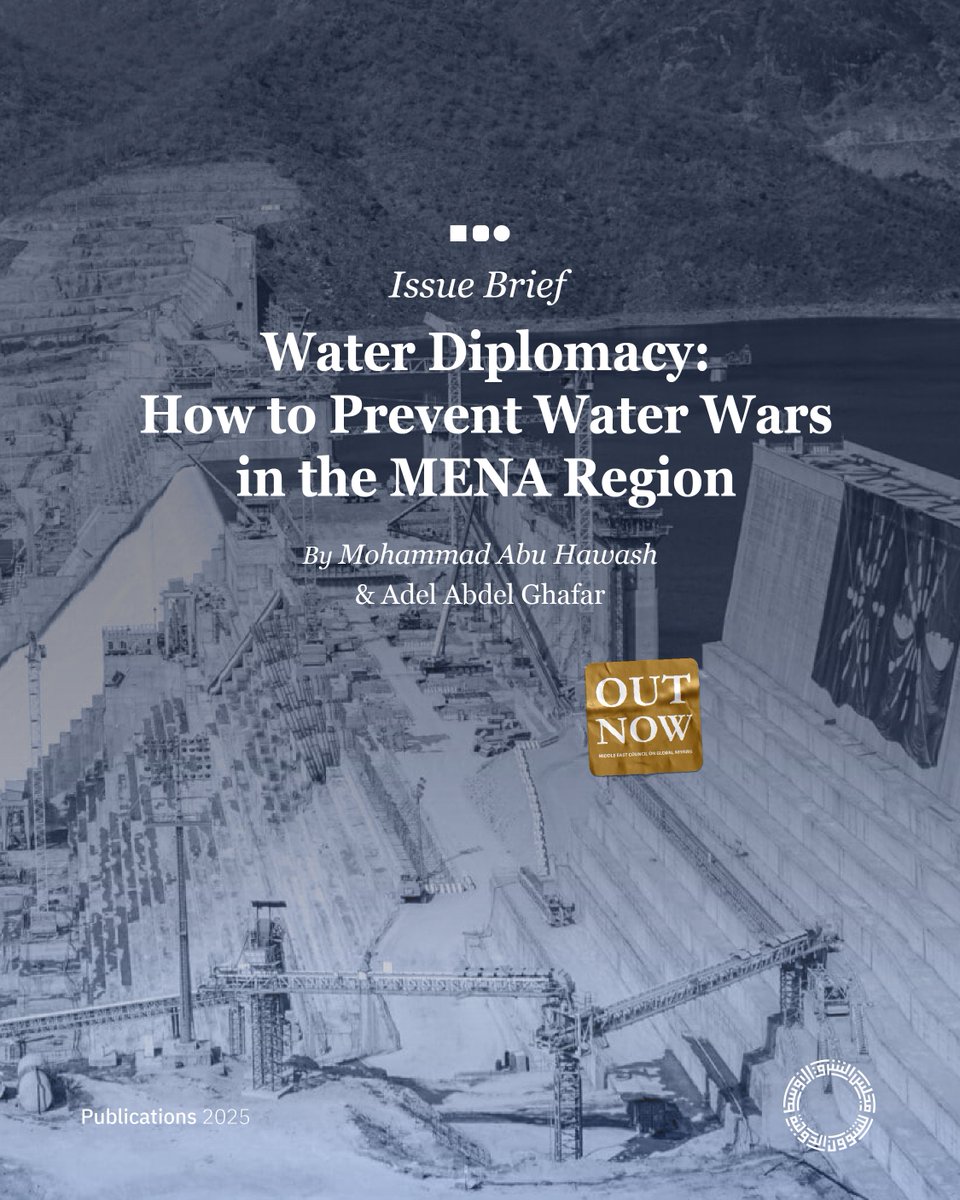 Issue Brief: "Water Diplomacy: How to Prevent Water Wars in the MENA Region" by <a href="/mohammadhawash/">Mohammad Abu Hawash</a> &amp; <a href="/AdelAGhafar/">Adel Abdel Ghafar</a> 

This Issue Brief argues that MENA countries and their neighbors should enhance cooperation over water resources to avert future conflict. Such cooperation will be