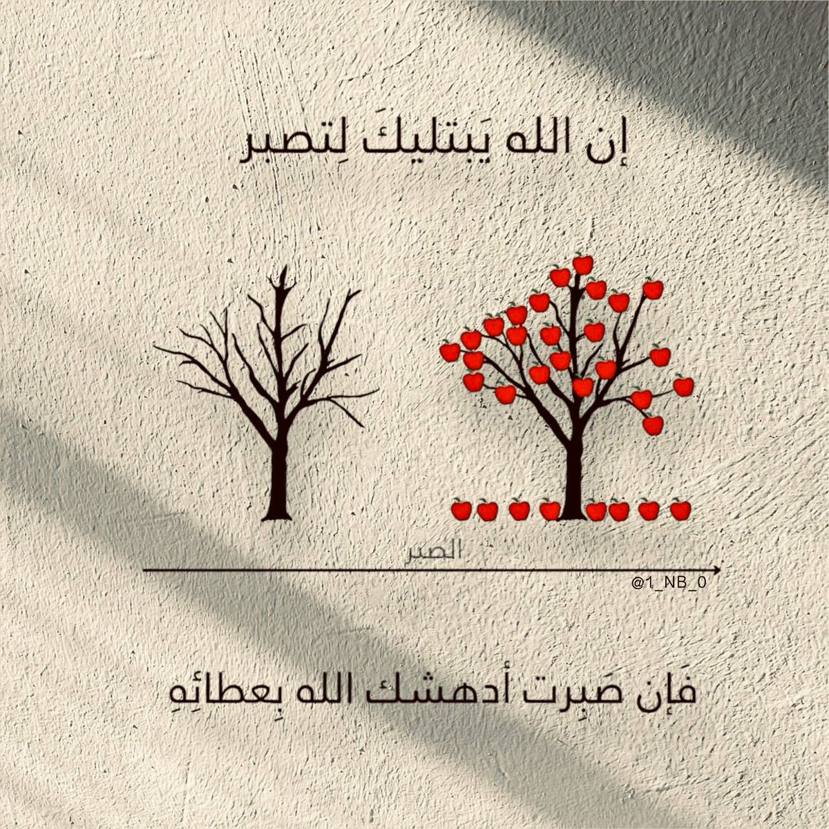 "إن الله يبتليك لتصبر، فإن صبرت أدهشك الله بعطائِهِ."♥️
