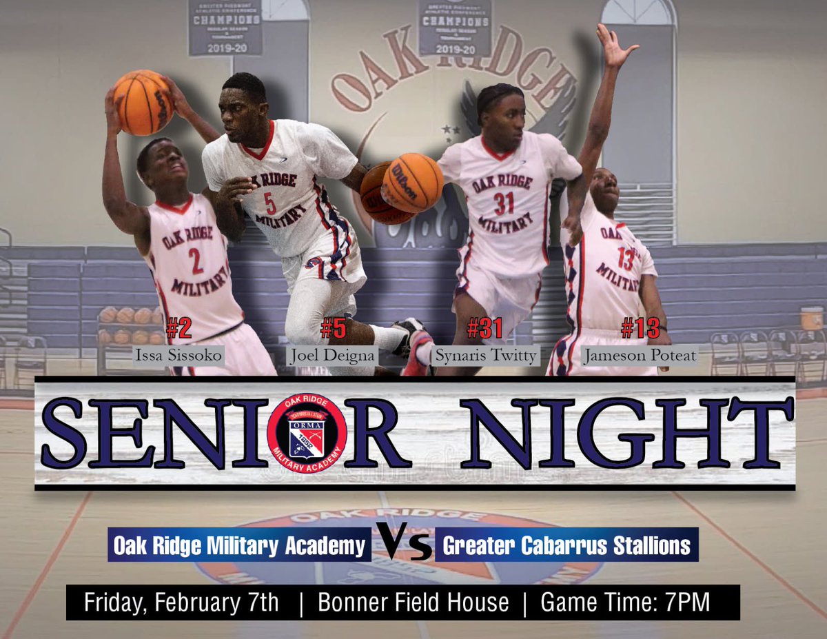 Senior Night Game vs Greater Cabarrus Stallions - Friday at 7PM

JV plays at 5:30PM

<a href="/ORMA_CoachG/">Gary Holbrook</a> 
<a href="/dbowe83/">sportsman</a> 

#ormapride #ormahoops
#ormaathletics