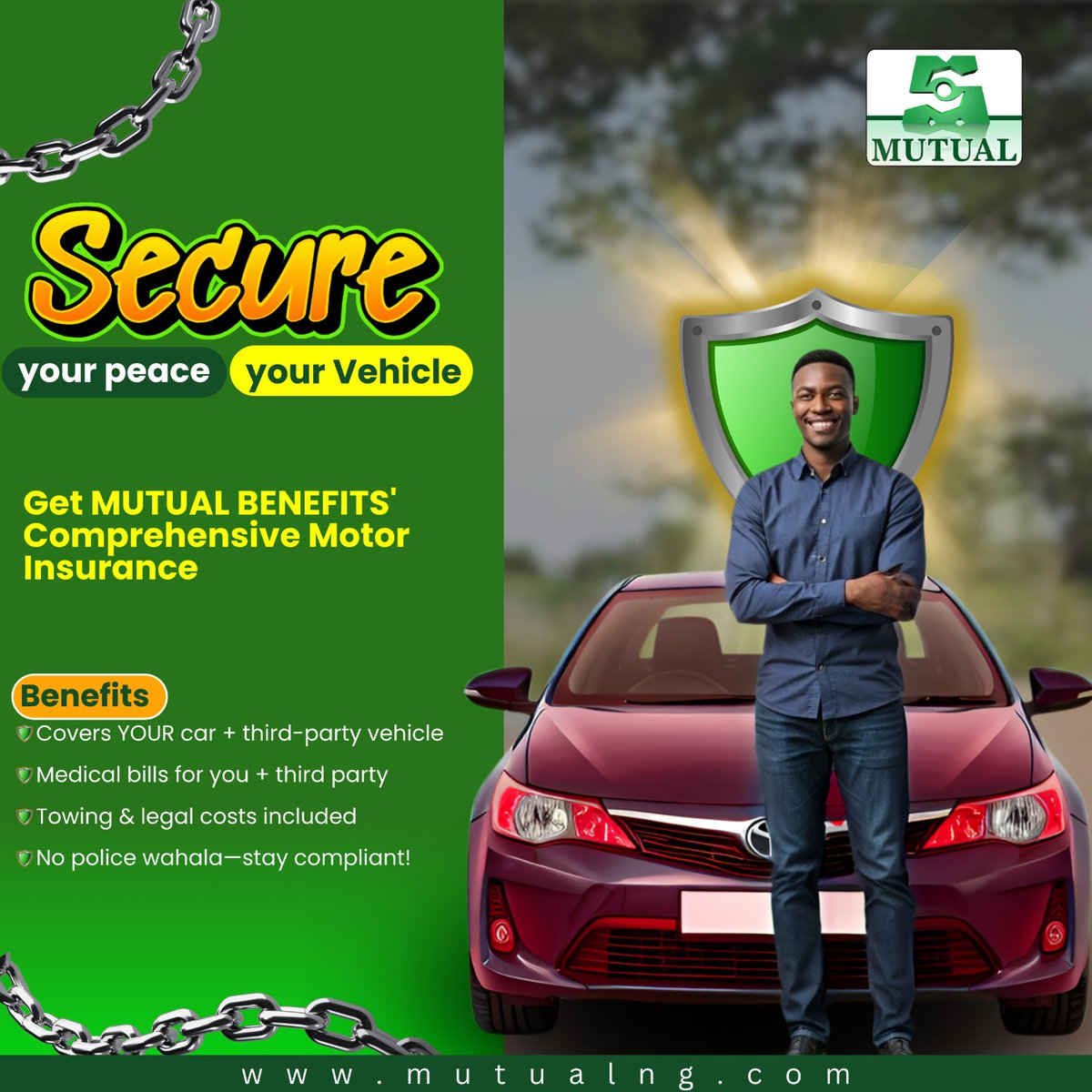 MutualPlc's tweet image. What are you waiting for? Visit mutualng.com to secure both your vehicle and your peace!

#doublesecurity #nigerianinsurance #motorinsurance #thirdparty #mutualdelights
