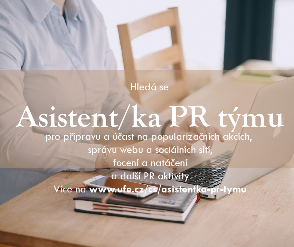 UFE_AVCR's tweet photo. Hledáš práci na zkrácený úvazek? Potřebujeme do našeho PR týmu v @UFE_AVCR někoho šikovného, mrkni na právě vypsanou volnou pozici ASISTENT/KA PR TÝMU. 
👇
📷 https://t.co/g8UAyBCpDH https://t.co/X6Djcmomgw