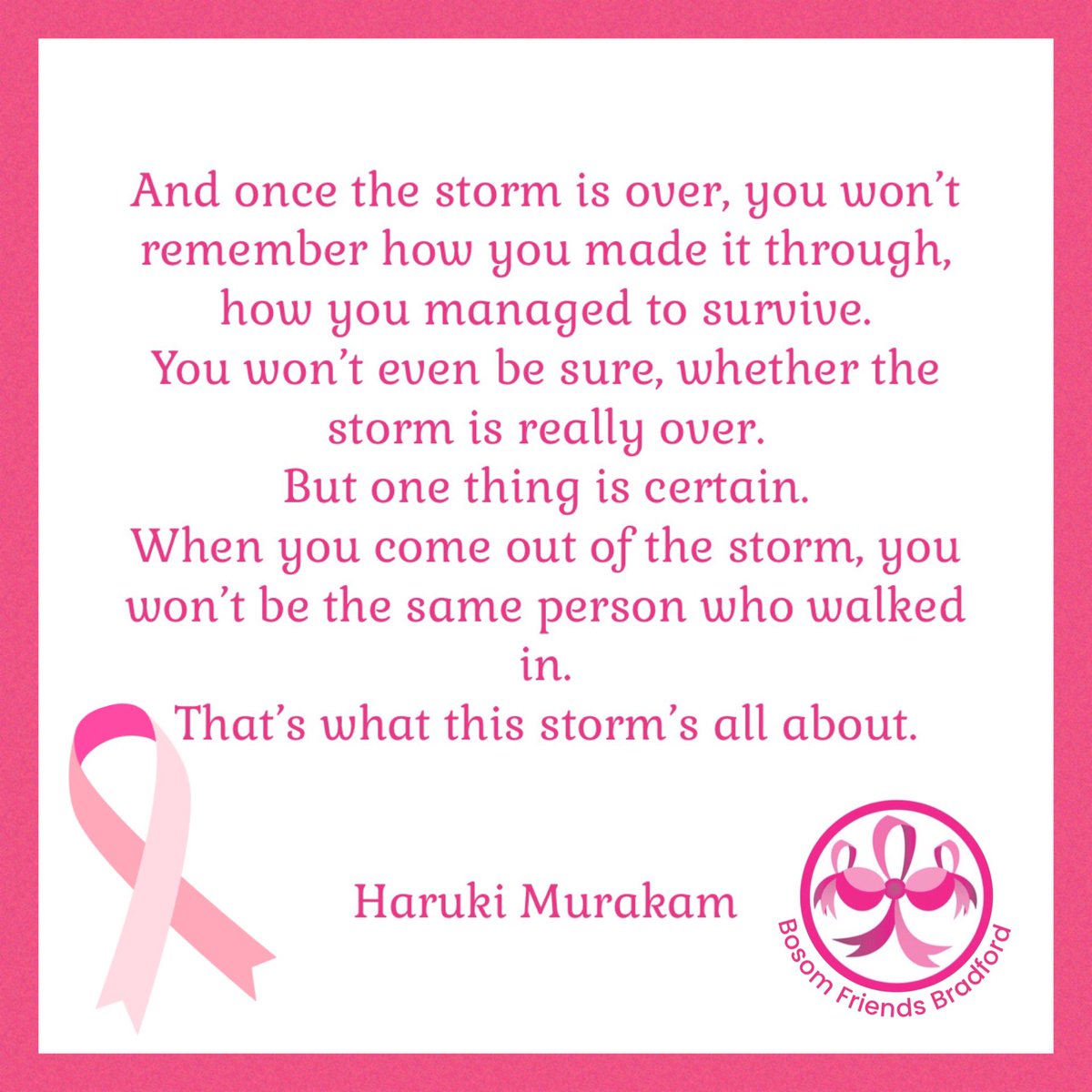 It is World Cancer Day today. 

After being diagnosed with cancer, life is never the same. It alters you in a variety of ways. 
This image's quote captures the feelings of many of our members and others who have received a cancer diagnosis. 

Continue to check those breasts 💕