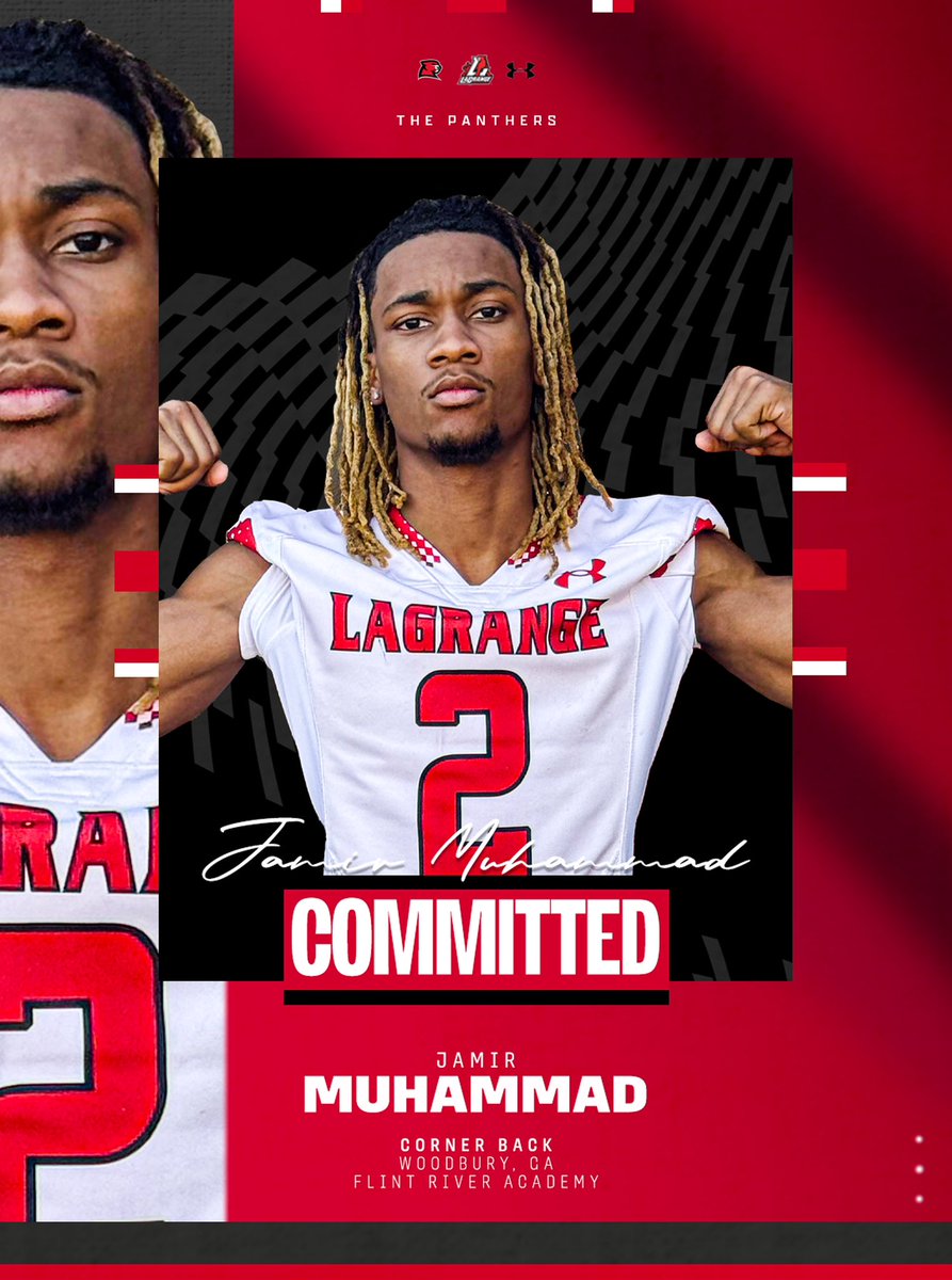 𝓙𝓪𝓶𝓲𝓻 (@jamirmuhammad22) on Twitter photo Blessed to announce I’ll be committing to Lagrange College!!! Let’s work‼️
#AGTG
<a href="/Coach_Neighbors/">𝘾𝙤𝙖𝙘𝙝 𝙈𝙖𝙩𝙩 𝙉𝙚𝙞𝙜𝙝𝙗𝙤𝙧𝙨</a> <a href="/FRA__Football/">Flint River Academy Football</a> <a href="/LaGrangeFTBL/">LaGrange College Football</a> <a href="/coachchrisjerry/">Coach Chris</a> <a href="/Ga_Gridiron/">Middle Georgia Gridiron ™️</a> <a href="/RecruitGeorgia/">Recruit Georgia</a> Blessed to announce I’ll be committing to Lagrange College!!! Let’s work‼️
#AGTG
<a href="/Coach_Neighbors/">𝘾𝙤𝙖𝙘𝙝 𝙈𝙖𝙩𝙩 𝙉𝙚𝙞𝙜𝙝𝙗𝙤𝙧𝙨</a> <a href="/FRA__Football/">Flint River Academy Football</a> <a href="/LaGrangeFTBL/">LaGrange College Football</a> <a href="/coachchrisjerry/">Coach Chris</a> <a href="/Ga_Gridiron/">Middle Georgia Gridiron ™️</a> <a href="/RecruitGeorgia/">Recruit Georgia</a>