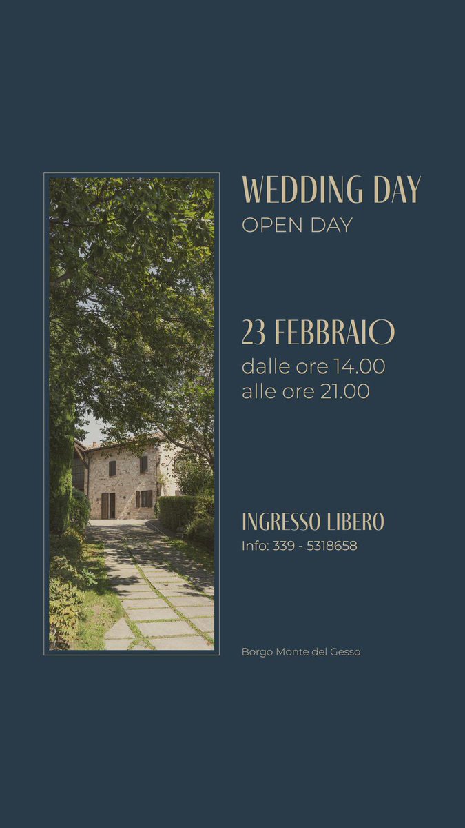 AndreaSolieri's tweet photo. Dalle 14 alle 21 open day - Wedding Day a Borgo Monte del Gesso Scandiano. https://t.co/j1N9FTW5oz