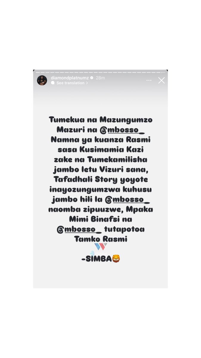 WasafiTv (@wasafitv) on Twitter photo Nyota Wa Muziki Africa Na CEO Wa Label Ya <a href="/wcb_wasafi/">wasafi Classic Baby </a>, SIMBA 🦁 <a href="/diamondplatnumz/">SIMBA..!🦁</a> Ameibuka Kuzungumzia Kuhusu Taarifa Zilizosambaa Mtandaoni Za Msanii Wake <a href="/mbosso_/">mbossokhan</a> Kuondoka Katika Label Yake. Nyota Wa Muziki Africa Na CEO Wa Label Ya <a href="/wcb_wasafi/">wasafi Classic Baby </a>, SIMBA 🦁 <a href="/diamondplatnumz/">SIMBA..!🦁</a> Ameibuka Kuzungumzia Kuhusu Taarifa Zilizosambaa Mtandaoni Za Msanii Wake <a href="/mbosso_/">mbossokhan</a> Kuondoka Katika Label Yake.
