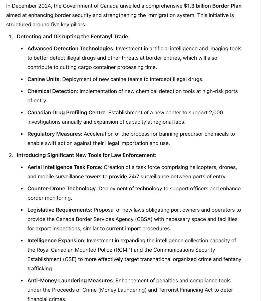 EdKrassen's tweet photo. Well, that's funny...

Below you can read the details of Canada's 2024 $1.3 border security plan that was reached while Joe Biden was president.  

Now Trump is pretending that this is part of the reason that he will pause tariffs for 30 days.

Trump caved. https://t.co/9NM22UmIXy