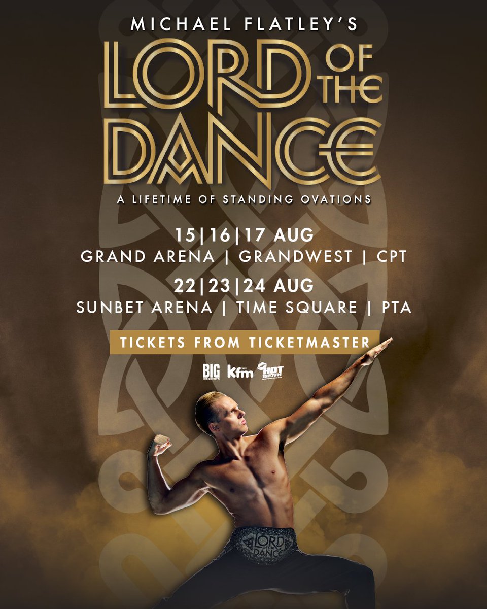 BigConcerts's tweet photo. 🚨 Reminder 🚨 The #DiscoveryBank48hrs pre-sale for Lord Of The Dance opens tomorrow!

Don’t miss the chance to secure the best seats before tickets go on sale to the general public.

💳 Pre-sale opens: 9 am, 5 Feb
⏳ Pre-sale closes: 08:59 am, 7 Feb

📍 Grand Arena, GrandWest | 15-17 August
📍 SunBet Arena, Time Square | 22-24 August
🎟️ Get early access before the rush: https://t.co/ik3PxLX2bQ or from Ticketmaster South Africa
✨#AnotherBigConcertsExperience, powered by Kfm 94.5 and HOT 102.7 FM

#LordOfTheDanceSA #ALifetimeOfStandingOvation #MichaelFlatley #IrishDance #DiscoveryBankPresale @Discovery_SA  @lordofthedance