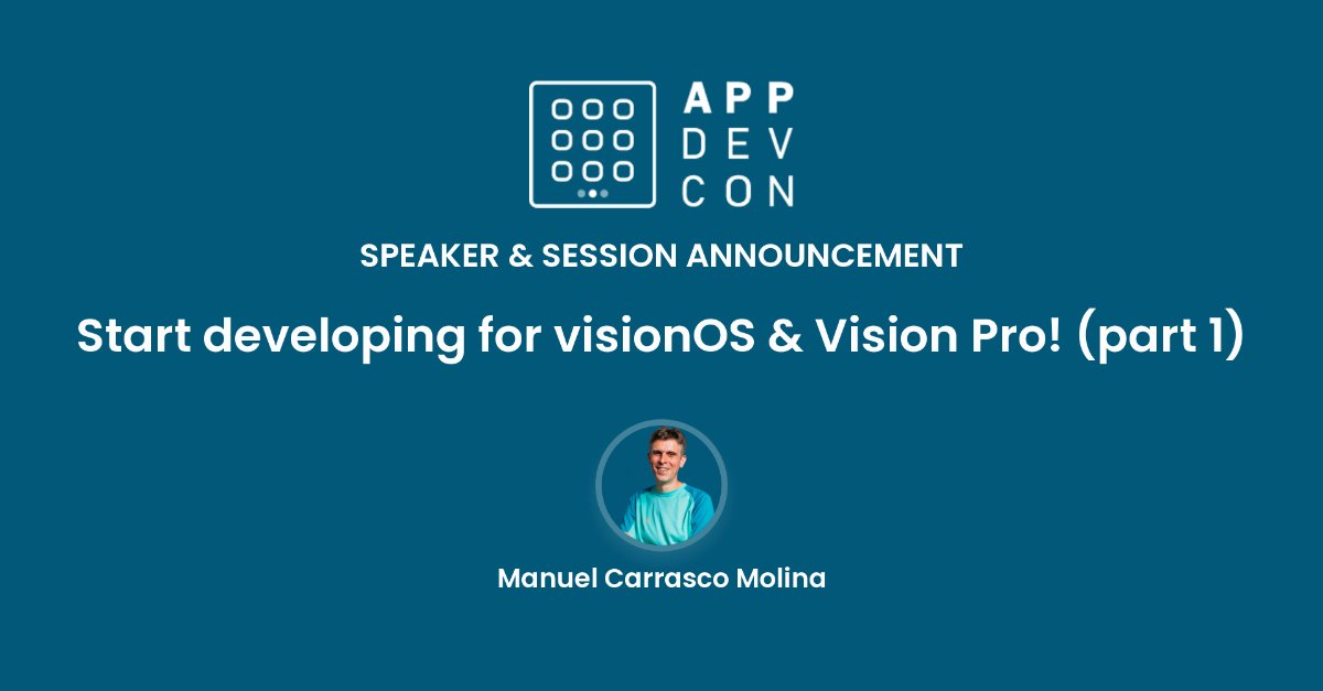 Appdevcon's tweet image. Future of AR? Manuel (@stuffmc) guides visionOS dev at #Appdevcon2025, Mar 18–21, AMS. appdevcon.nl/session/start-…
