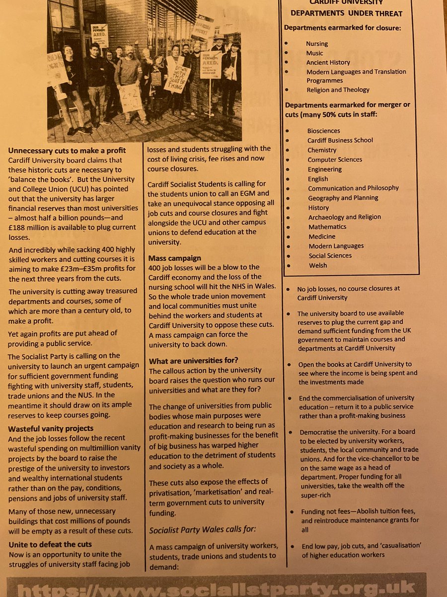Stop Job Losses and Course Closures at Cardiff University!
Tuesday February 4th at 7.30pm, at Cathays Community Centre, Cathays Terrace, Cardiff, CF24 4HX