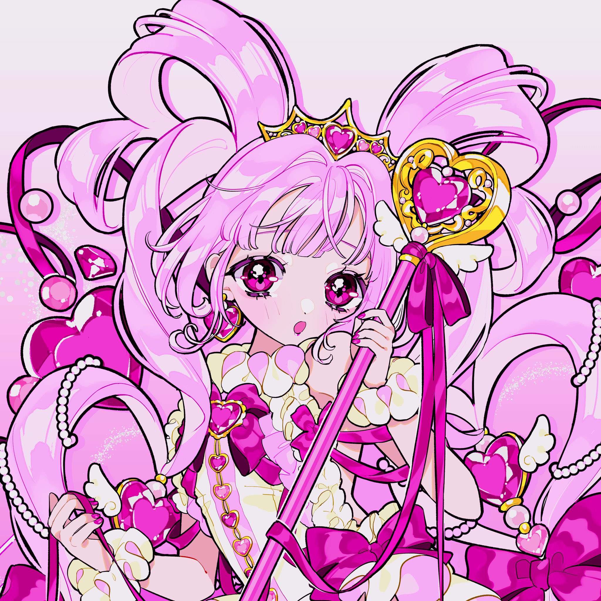 手描きイラスト✣創作水彩原画『桜花爛漫』 手描きイラスト オリジナル B5 創作 原画 春 桜 ピンク 花 風船