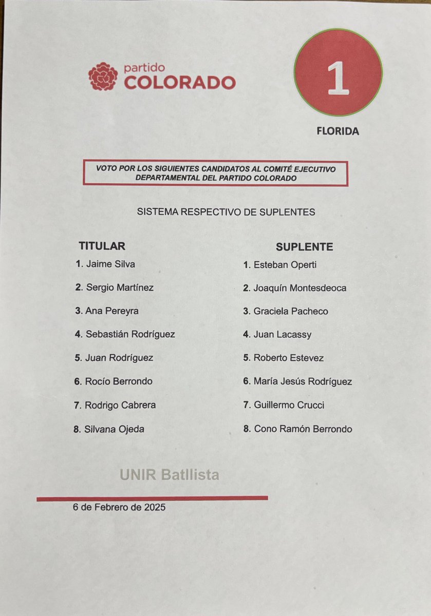 Estás son las 4 opciones de cara a la elección del nuevo Comité Ejecutivo del <a href="/PartidoColorado/">Partido Colorado</a> en Florida. 

Se realizará el próximo 6/2 después de la elección de los candidatos a Intendente por el Partido. 

Jueves 6/2
Hora 19
Club Artigas 

Llevar credencial o CI.