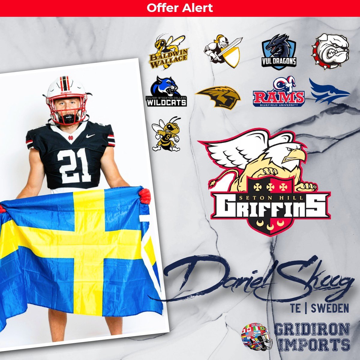 Gridiron Imports Foundation (@gridironimports) on Twitter photo Congratulations to <a href="/Danielskoog21/">Daniel Skoog</a> on his most recent offer from <a href="/SHU_FBALL/">Seton Hill University Football</a>
<a href="/NCSRaiders/">North Cross School</a> <a href="/NorthCrossFB/">North Cross Football</a> <a href="/crusaders1991/">Carlstad Crusaders</a> Congratulations to <a href="/Danielskoog21/">Daniel Skoog</a> on his most recent offer from <a href="/SHU_FBALL/">Seton Hill University Football</a>
<a href="/NCSRaiders/">North Cross School</a> <a href="/NorthCrossFB/">North Cross Football</a> <a href="/crusaders1991/">Carlstad Crusaders</a>