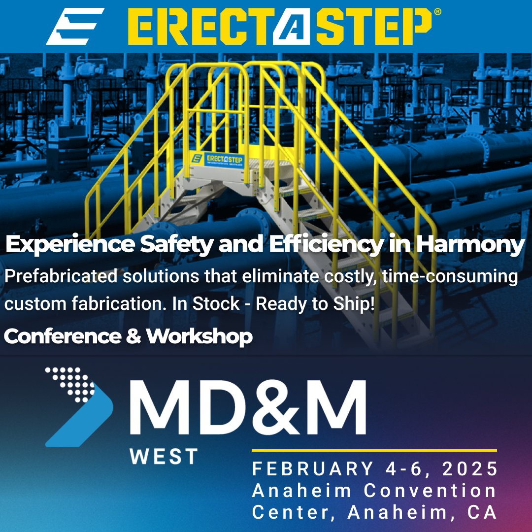 ErectaStep's tweet photo. We’re here in Anaheim for MD&M West! Visit ErectaStep to learn how our modular access systems improve the safety and efficiency of packaging and manufacturing lines.
See you at the booth!
#MDMWest #IndustrialSafety #sustainablesolutions #erectastep https://t.co/gY2xCu63Vy
