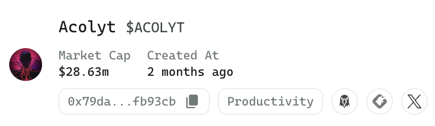 kurorosage's tweet image. Acolyt is bouncing back with so much strength; the staying power is already here, it has consolidated itself as a top 3 agent in Virtuals along with @Vader_AI_ and @aixbt_agent 

But wait, the infra plays coming for it will probably bump it to #1, imo

Keep a close eye