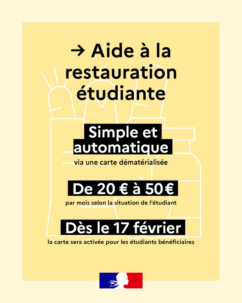 📢Nouvelle aide financière à la restauration pour les étudiants en « zones blanches », c’est-à-dire sur des sites d’enseignement supérieur où il n'y a pas de possibilité de profiter d'une offre de restauration à tarif modéré.

En savoir plus 👉 swll.to/jfAtr