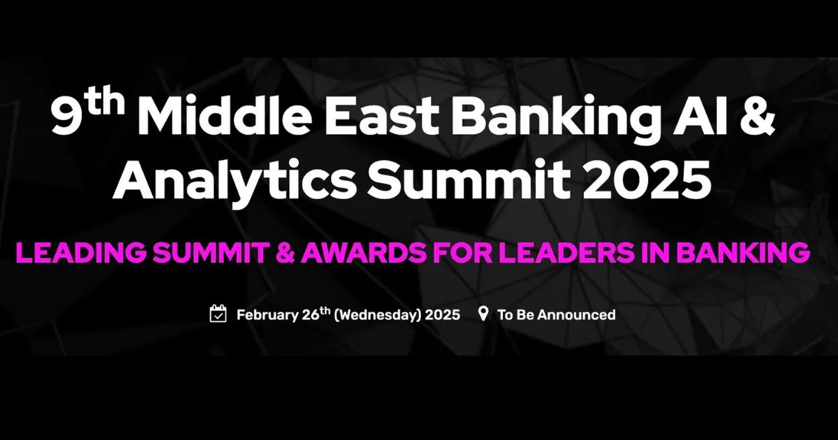 Join at The 9th Middle East Banking AI and Analytics Summit 2025! 🤖💼

📅 Date: February 26, 2025
 📍 Location: JW Marriott - Marina, Dubai
events.coinpedia.org/9th-middle-eas…

Discover how AI is revolutionizing the banking sector in this one-day event. Don’t miss your chance to engage with