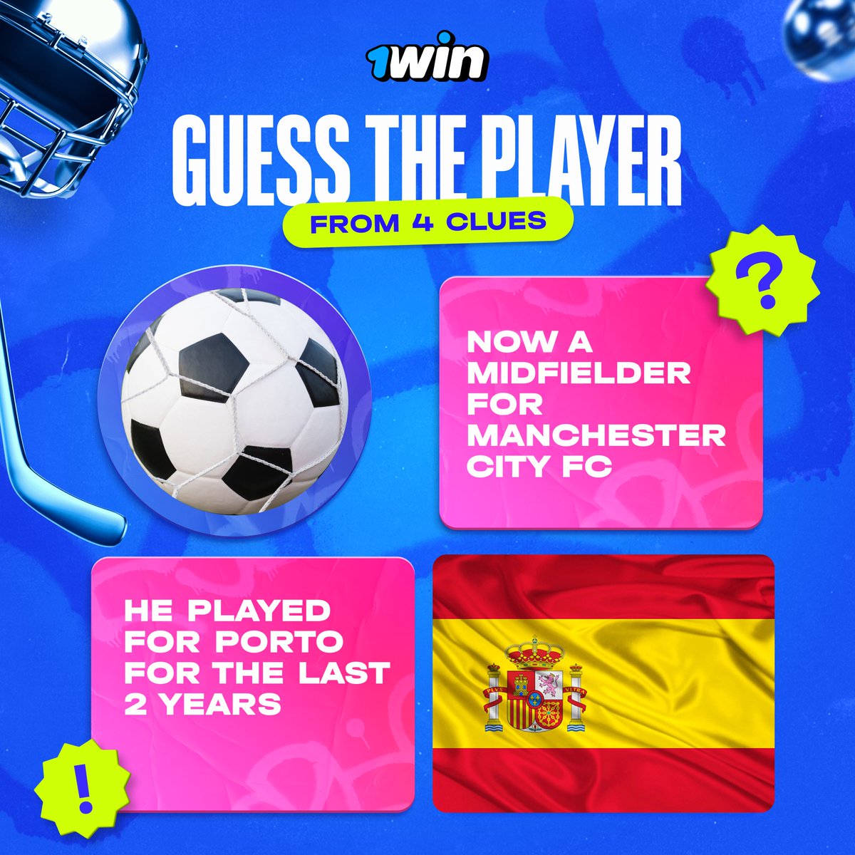 1win's tweet photo. ⚽GUESS THE PLAYER ⚽

✍️Leave an answer in the comments, retweet this post, mention your 1win ID

💸Three randomly selected winners will receive $15 rewards tomorrow!

🔗https://t.co/afekouS7eX | #1win | #1winquiz | #Soccer | #Spain https://t.co/czECccYR8a