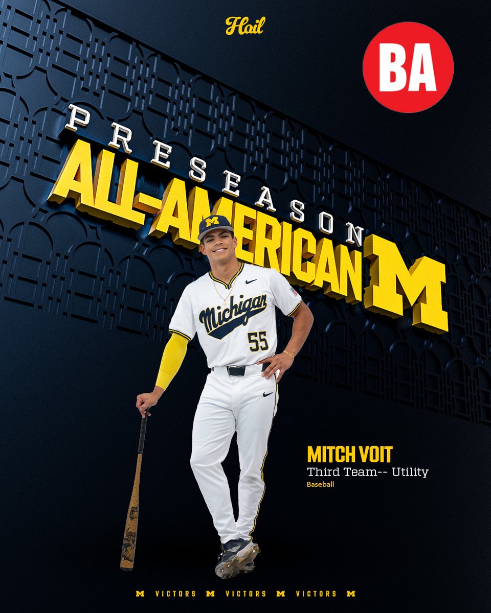 Michigan Baseball (@umichbaseball) on Twitter photo 𝐏𝐫𝐞𝐬𝐞𝐚𝐬𝐨𝐧 𝐀𝐥𝐥-𝐀𝐦𝐞𝐫𝐢𝐜𝐚𝐧!
<a href="/1Mvvoit/">Mitch Voit</a> was just named to the Preseason All-American Third Team by <a href="/BaseballAmerica/">Baseball America</a>!
Read more: myumi.ch/M6A95
#GoBlue 𝐏𝐫𝐞𝐬𝐞𝐚𝐬𝐨𝐧 𝐀𝐥𝐥-𝐀𝐦𝐞𝐫𝐢𝐜𝐚𝐧!
<a href="/1Mvvoit/">Mitch Voit</a> was just named to the Preseason All-American Third Team by <a href="/BaseballAmerica/">Baseball America</a>!
Read more: myumi.ch/M6A95
#GoBlue