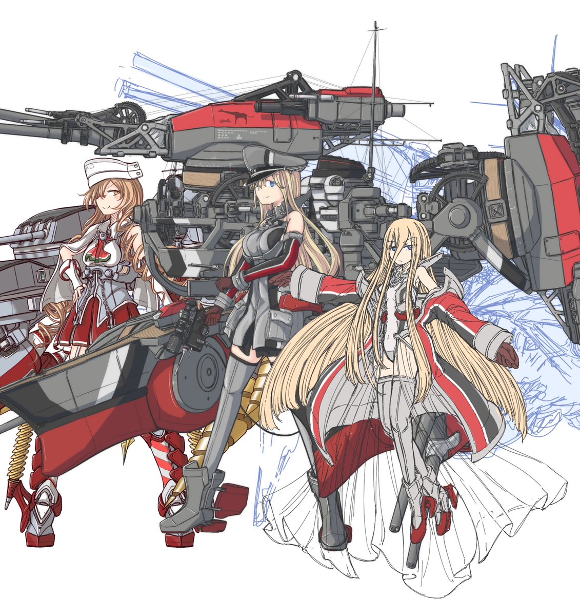 ビスマルク(艦これ) ,リットリオ(艦これ) 「枢軸お姉さまズと 」|八鳥のイラスト