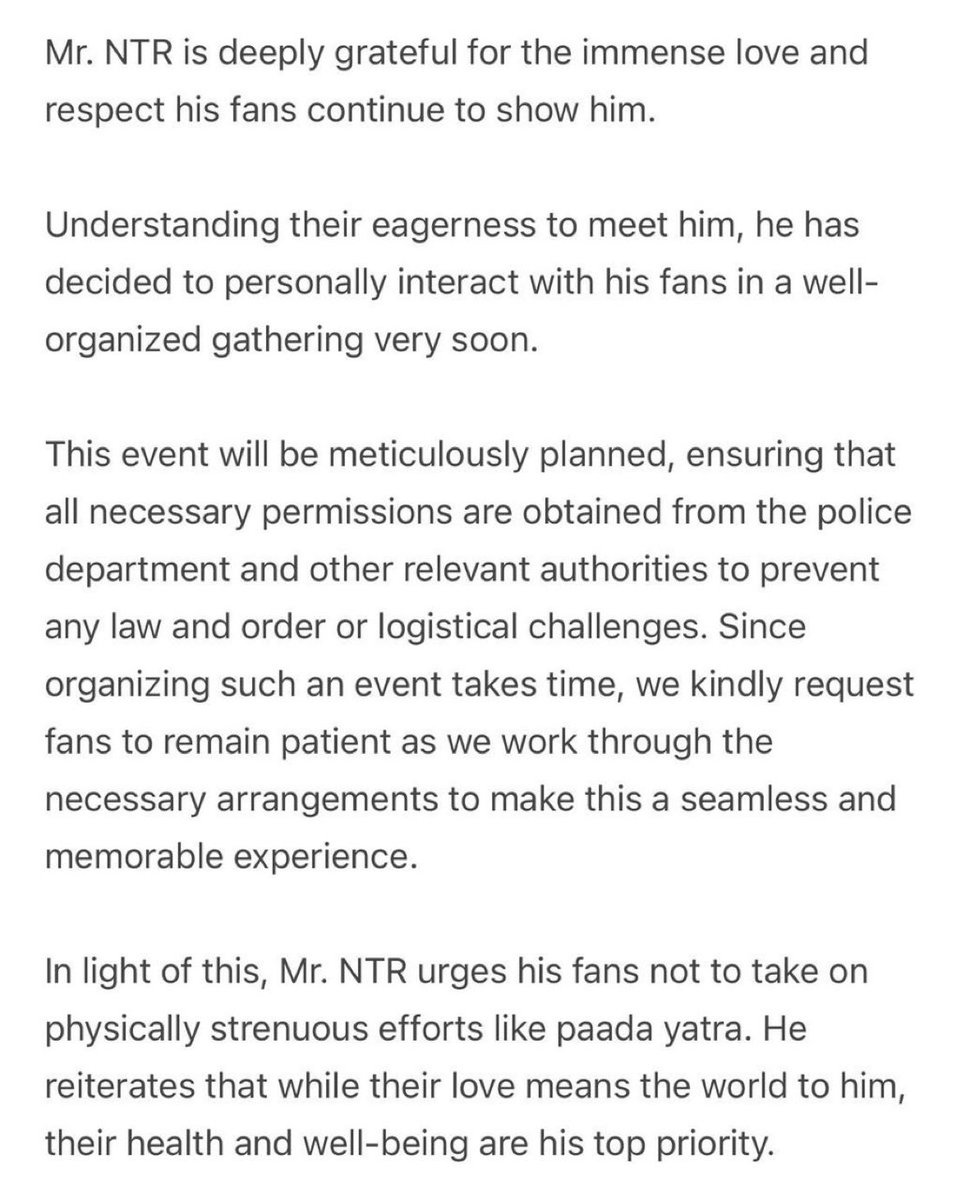 RAVINAYAK28's tweet photo. Statement from @tarak9999 anna office! https://t.co/ad0EnxKC6c
