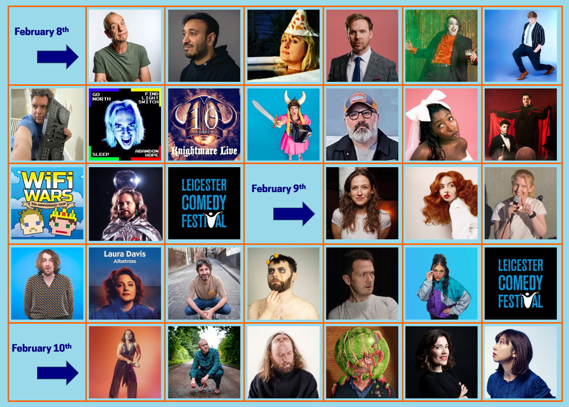 ACMS (@altcommemsoc) on Twitter photo Much excellence heading to
<a href="/LeicsComedyFest/">Leicester Comedy Festival</a> this weekend, go see e.g. Joe Kent-Walters, <a href="/WiFiWarsUK/">WiFi Wars</a>, <a href="/willbfff/">will bf</a>, <a href="/chloebadcliffe/">Chloe Radcliffe</a>, <a href="/hannahtheplatt/">hannah platt</a>, <a href="/heidi_regan/">Heidi Regan</a>, <a href="/lauradaviscomic/">Laura Davis</a>, <a href="/watsoncomedian/">Mark Watson, still here but very much also Bluesky</a>, <a href="/thisstuartlaws/">Stuart Laws</a>, <a href="/jessicafostekew/">Jessica Fostekew</a>, <a href="/RobertAuton/">Rob Auton</a>, <a href="/Wendy_Wason/">Wendy Wason</a> and <a href="/YurikoComedy/">Yuriko Kotani</a>! Much excellence heading to
<a href="/LeicsComedyFest/">Leicester Comedy Festival</a> this weekend, go see e.g. Joe Kent-Walters, <a href="/WiFiWarsUK/">WiFi Wars</a>, <a href="/willbfff/">will bf</a>, <a href="/chloebadcliffe/">Chloe Radcliffe</a>, <a href="/hannahtheplatt/">hannah platt</a>, <a href="/heidi_regan/">Heidi Regan</a>, <a href="/lauradaviscomic/">Laura Davis</a>, <a href="/watsoncomedian/">Mark Watson, still here but very much also Bluesky</a>, <a href="/thisstuartlaws/">Stuart Laws</a>, <a href="/jessicafostekew/">Jessica Fostekew</a>, <a href="/RobertAuton/">Rob Auton</a>, <a href="/Wendy_Wason/">Wendy Wason</a> and <a href="/YurikoComedy/">Yuriko Kotani</a>!